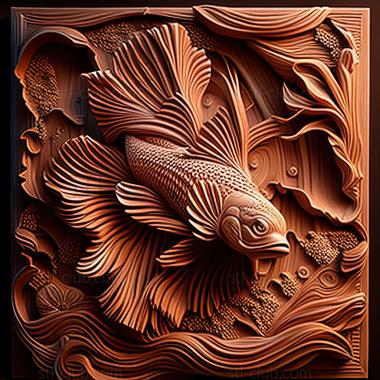 3D model st Crown   tailed fighting fish fish (STL)